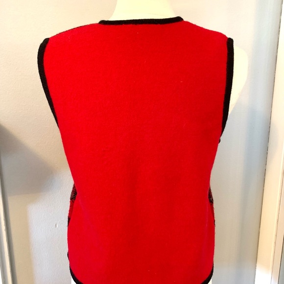 Women’s Plaid Wool Scottie Dog Vest Size Small Red Black - Picture 9 of 10